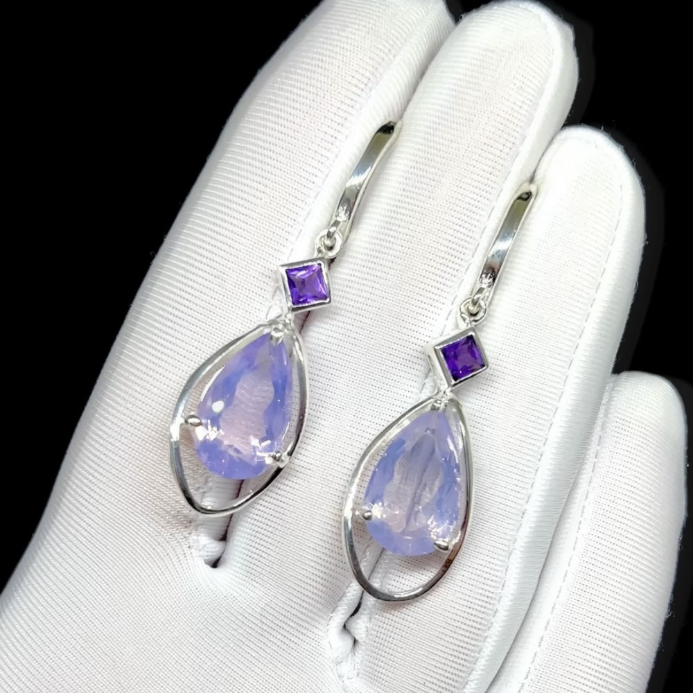 Серьги с шикарным Лавандовым кварцем, фото 1