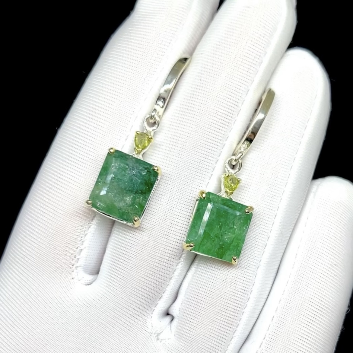 Серьги с натуральными Изумрудами, фото 1