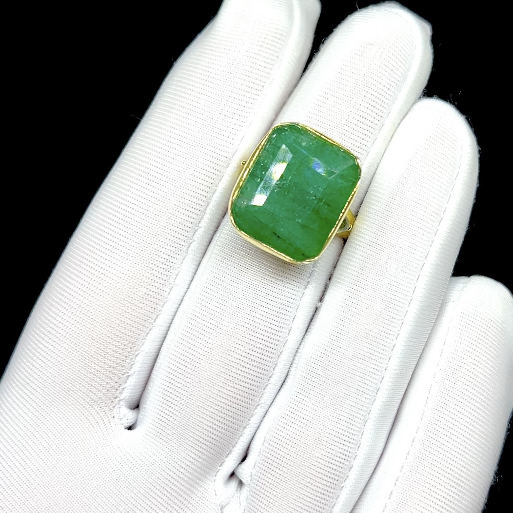 Эксклюзивное кольцо, с натуральным Изумрудом 21 мм, фото 1