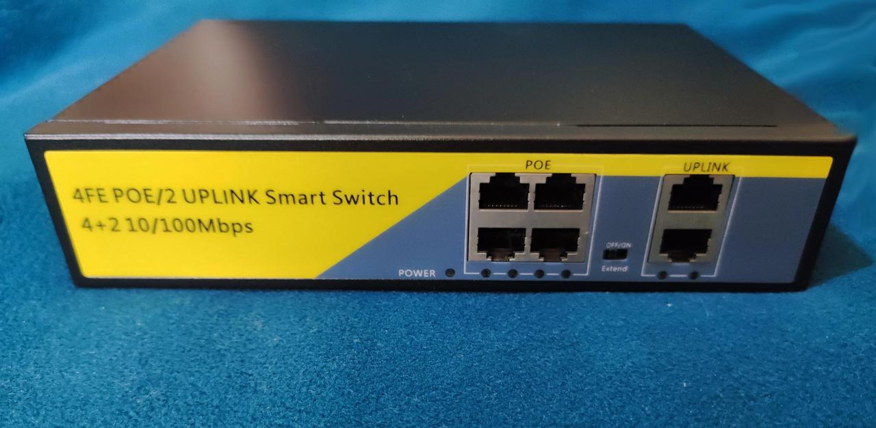 Коммутатор PoE 4+2 порта — надёжная передача данных и питания до 250 м, фото 1