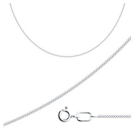 Цепь SOKOLOV 968020302 длина 45 см, вес 1.66 г серебро, плетение панцирное, фото 1