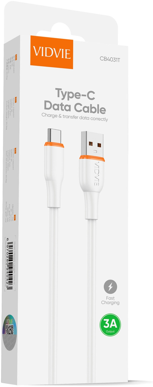 USB кабель Vidvie CB4031T-W, фото 1