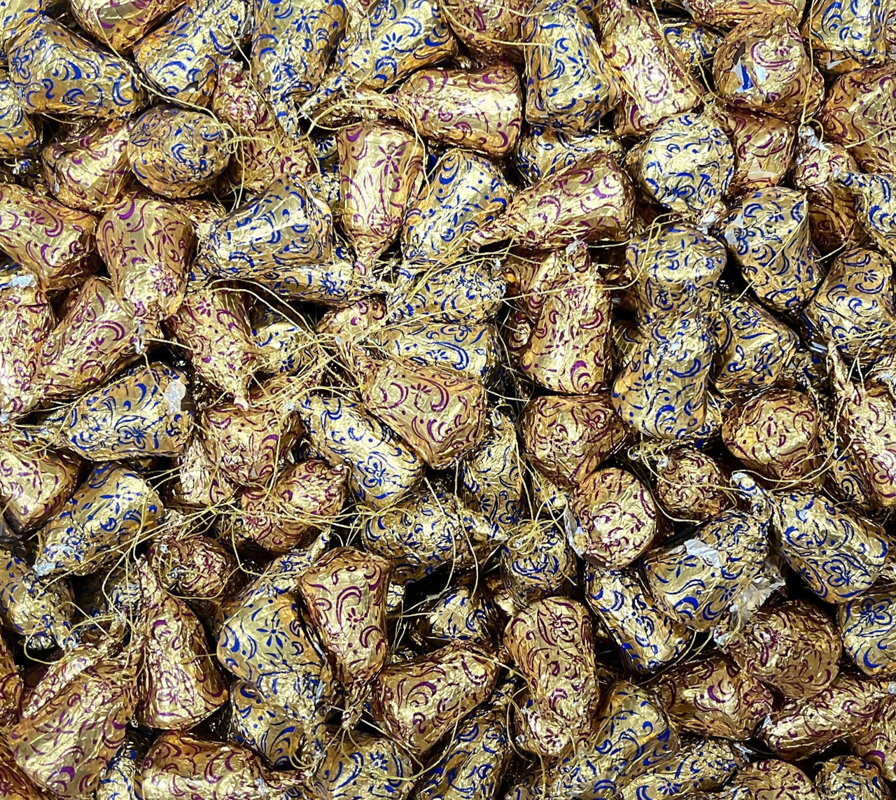 Шоколадные новогодние игрушки на Ёлку КОЛОКОЛЬЧИКИ (золото с узором)  1кг