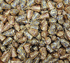 Шоколадные новогодние игрушки на Ёлку КОЛОКОЛЬЧИКИ (золото с узором)  1кг