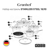Набор кастрюль Granhel Stainless steel 18/10