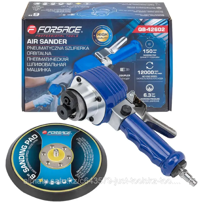 Forsage Пневмошлифовальная орбитальная машинка 6"(12000об/мин, диаметр диска 150мм,эксцентрик 0/10мм,6.3bar.
