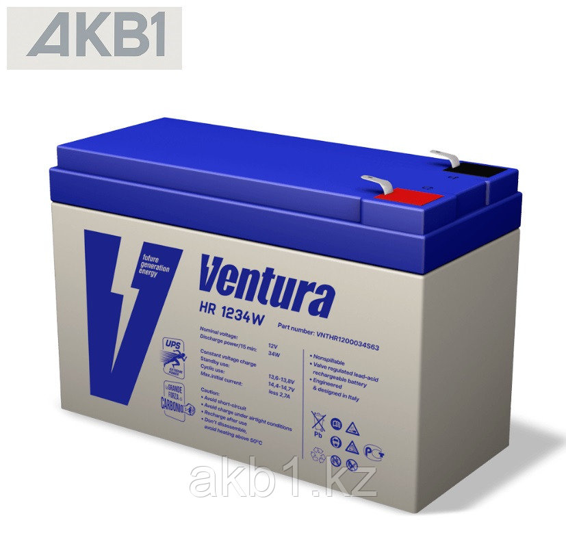 Аккумулятор Ventura HR 1234W ( 12V 9Ah | AGM | ДхШхВ, мм, 151х65х100 | Масса (± 3%), 2.5 кг | Тип вывода S63), фото 1