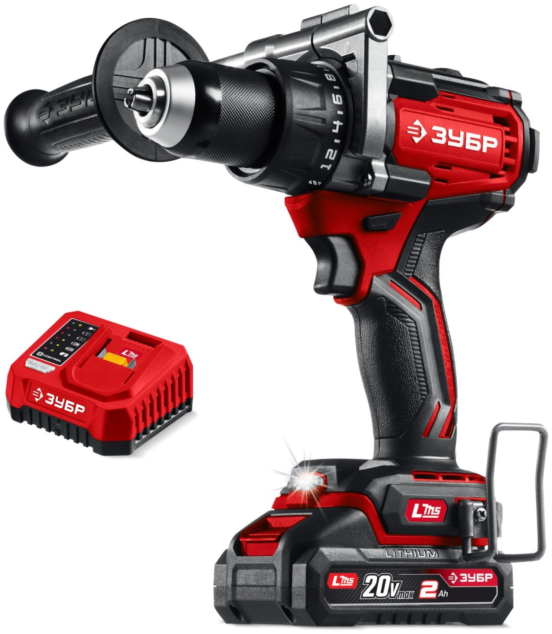ЗУБР 20 В, 165 Н·м, 1 АКБ LMS (2 А·ч), бесщеточная дрель-шуруповерт (ДБ-165-21), фото 1