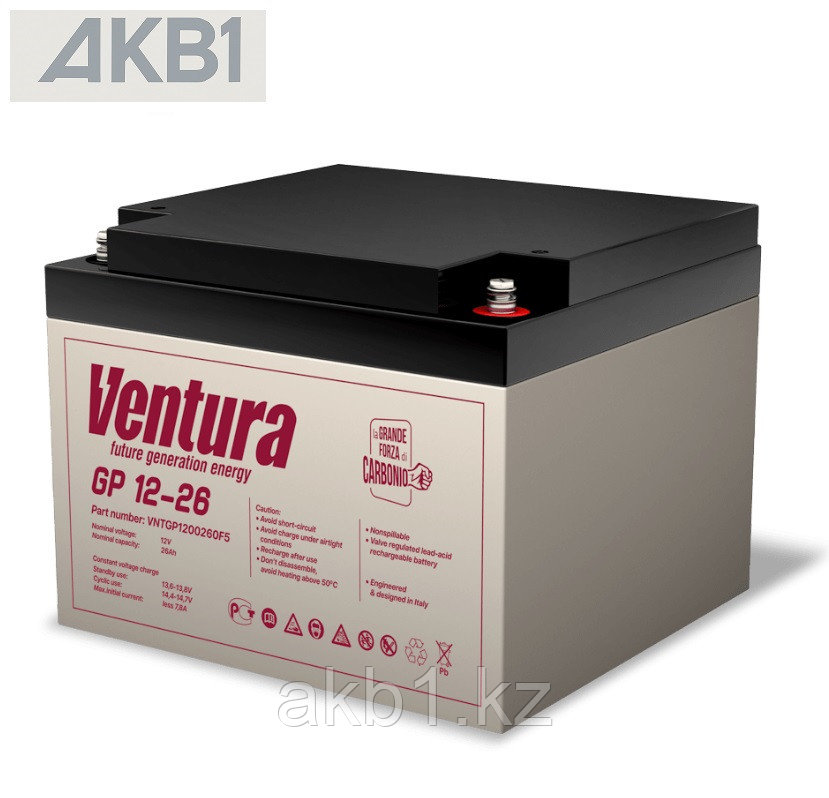 Аккумулятор Ventura GP 12-26 ( 12V 26Ah | AGM | ДхШхВ, мм, 175x166x125 мм | Масса (± 3%), 7.70 кг | Тип вывода F5), фото 1