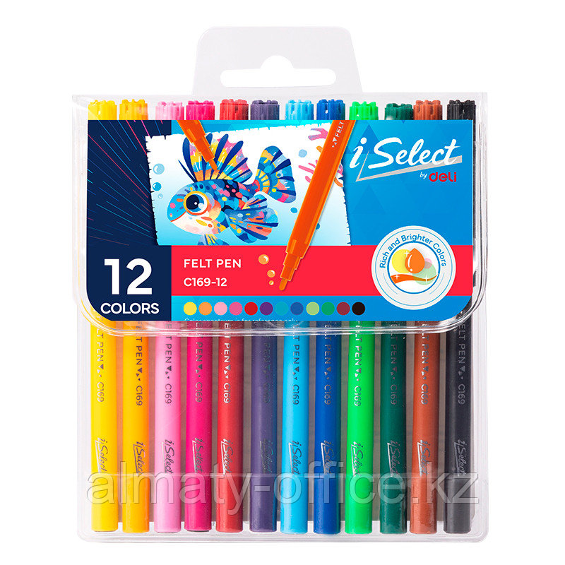 Фломастеры Deli "i Select", 12 цветов, PVC упаковка, европодвес, фото 1