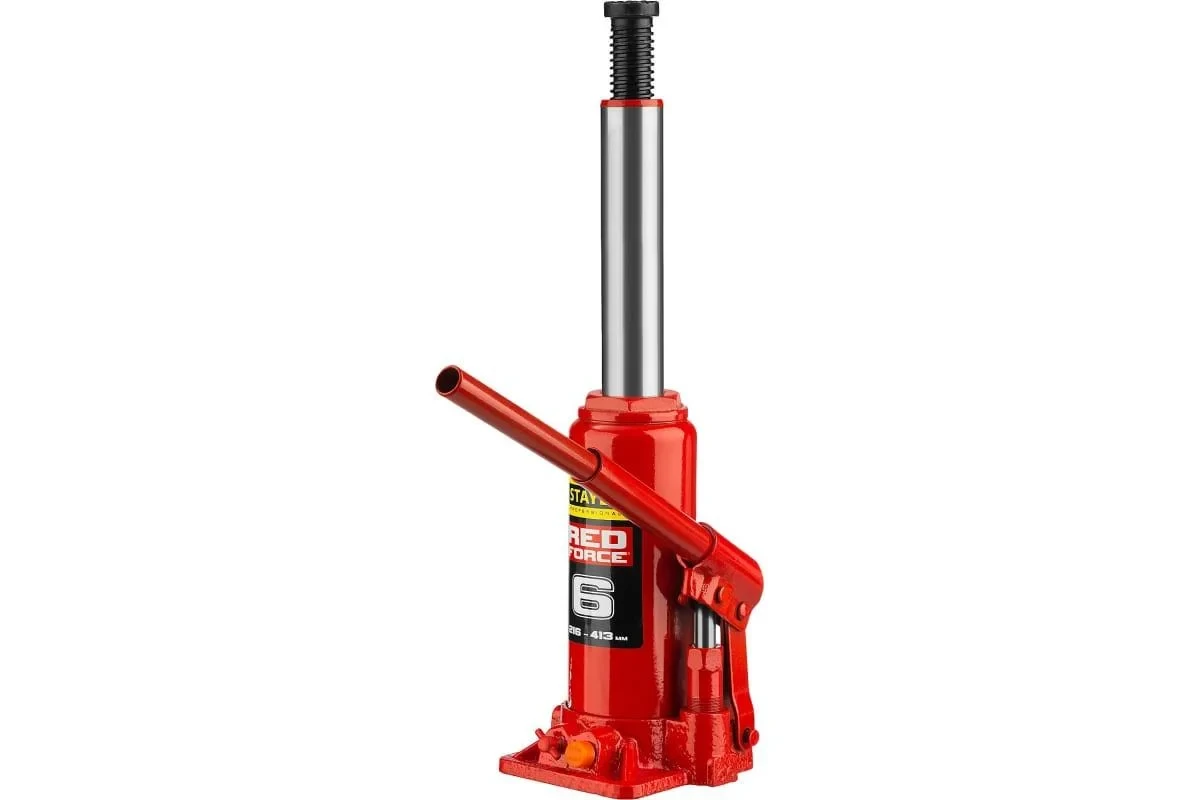 STAYER RED FORCE, 6 т, 216 - 413 мм, бутылочный гидравлический домкрат, Professional (43160-6, фото 1