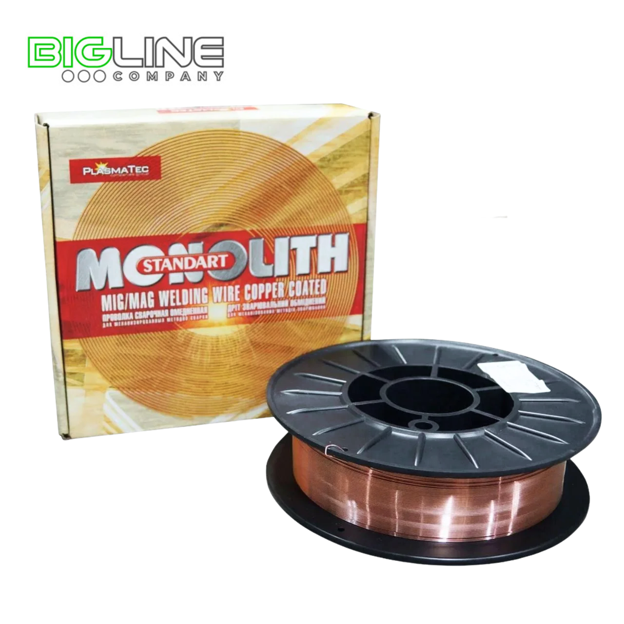 Проволока сварочная с омедненной поверхностью G4Si1 Св-08Г2С ТМ MONOLITH д 0,8 мм:уп 5 кг