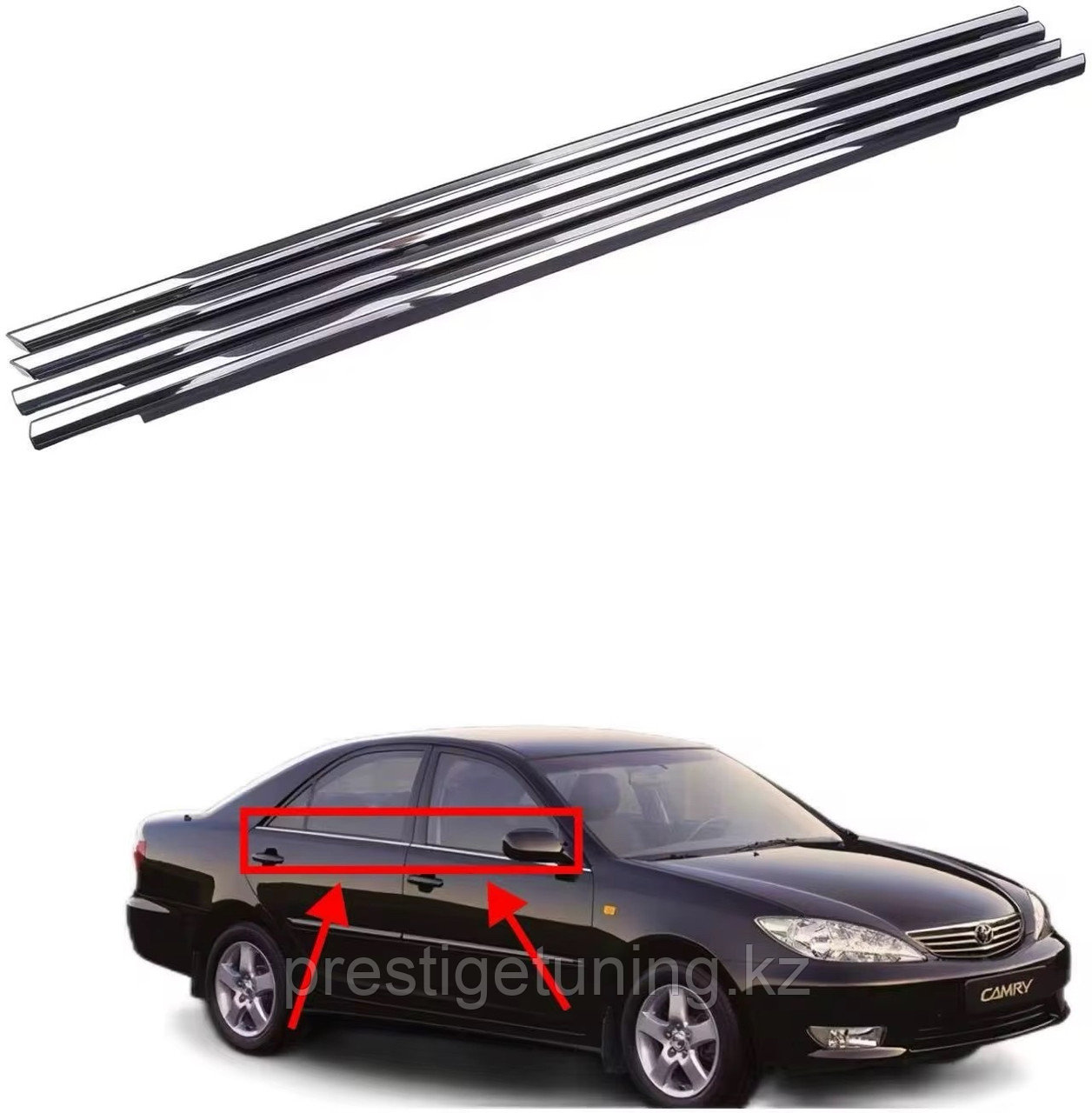 Молдинг стекла на Camry V30/35 2001-06 комплект OEM (Хромированный)