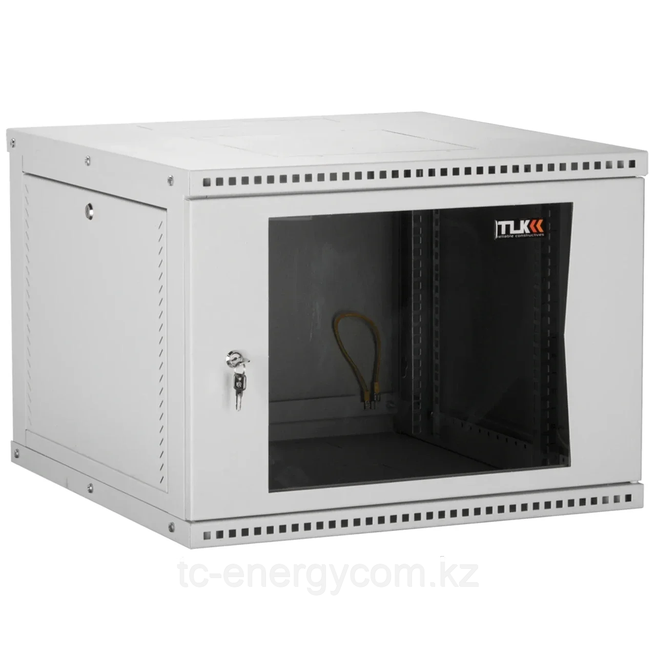 Настенный разборный шкаф TLK 19", 9U, стеклянная дверь, Ш600хВ436хГ600мм, 2 пары монтажных направляющих, серый, фото 1