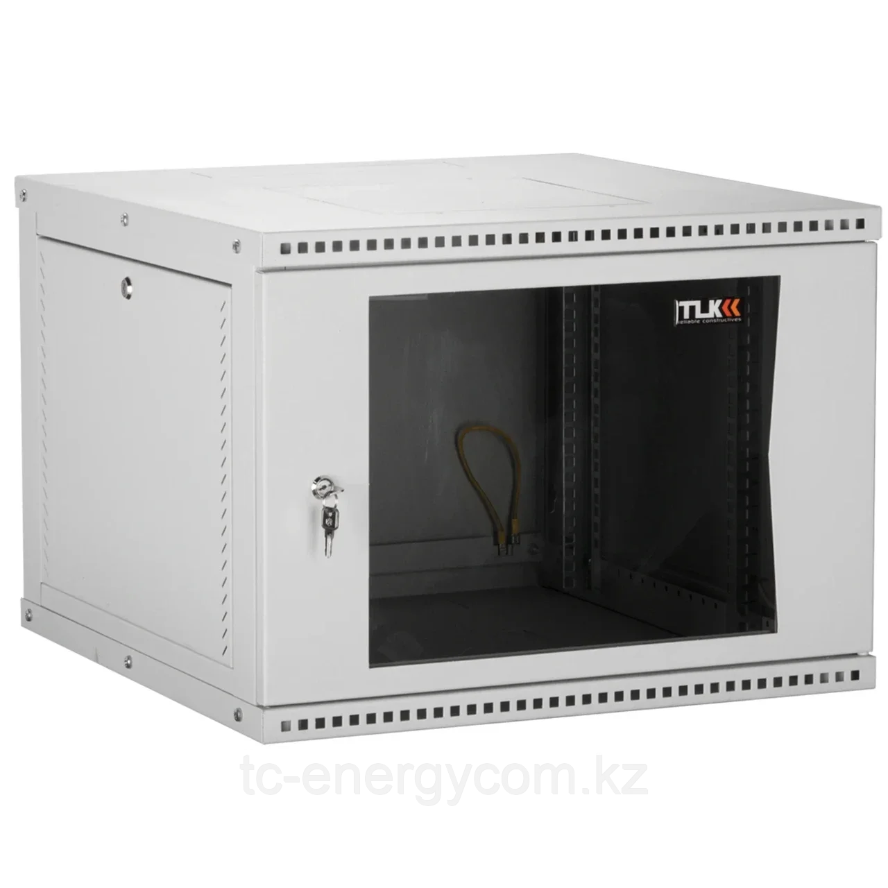 Настенный разборный шкаф TLK 19", 9U, стеклянная дверь, Ш600хВ436хГ450мм, 1 пара монтажных направляющих, серый, фото 1