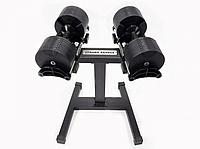 Гантели регулируемые StrongPeople 40 кг (черные, шаг 2.5 кг) 2 штуки со стойкой (комплект)