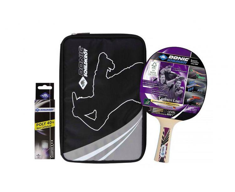Набор DONIC LEGENDS 800 (1 ракетка, 3 мяча Champion 3* 40+, чехол)