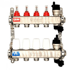 VR123-07A Группа коллекторов с расходомерами, с воздухоотводчиками (без кранов)1"x3/4"-7вых. (3/1шт)