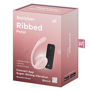 Виброяйцо Satisfyer Ribbed Petal, управление с пульта и с телефона