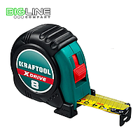 Рулетка KRAFTOOL NYLON 8м*25мм с ударостойким обрезиненным корпусом