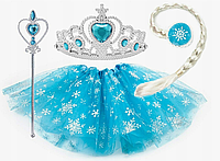 Набор аксессуаров Эльза "Холодное Сердце" (Ободок с короной, волшебная палочка, юбка и коса)