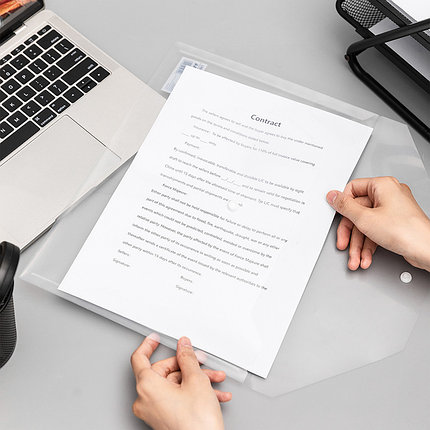 Папка-конверт на кнопке DELI "Aurora", А4, 0,12 мм, прозрачная, фото 2