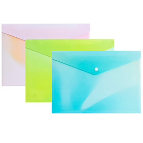 Папка-конверт на кнопке DELI "Neonup", А4, 0,16 мм, ассорти