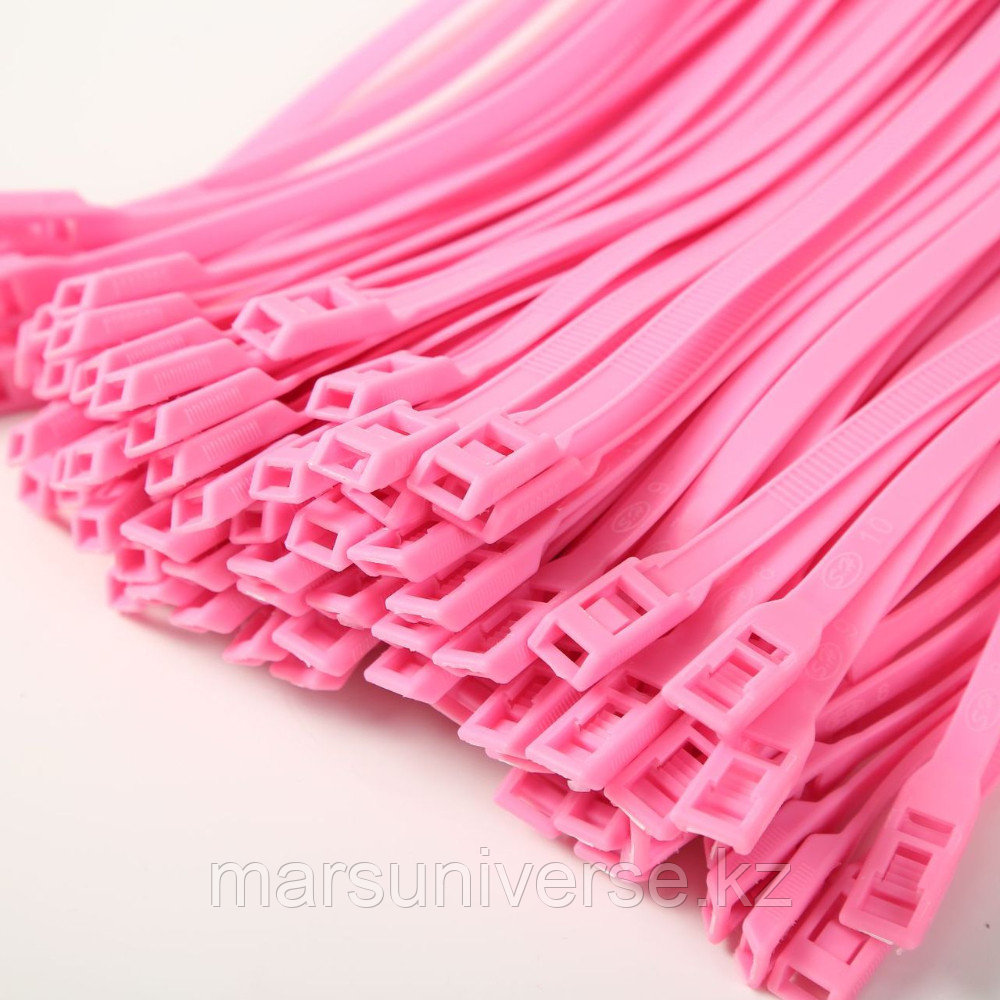 Хомут для виниловых рукавов, 8*400, розовый
