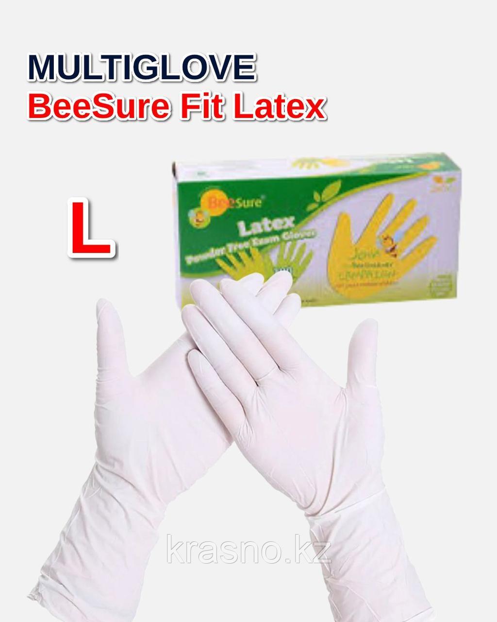 MULTIGLOVE Перчатки латекс L 50пар/уп BeeSure Fit Latex