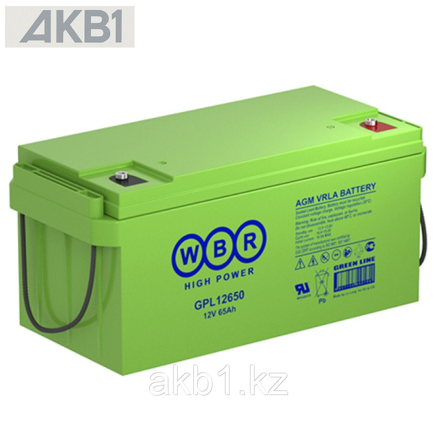 Аккумулятор WBR GPL12650 (12V /65Ah | AGM | ДхШхВ, мм, 350x167x179 мм | Масса (± 3%) 20.4 кг), фото 1