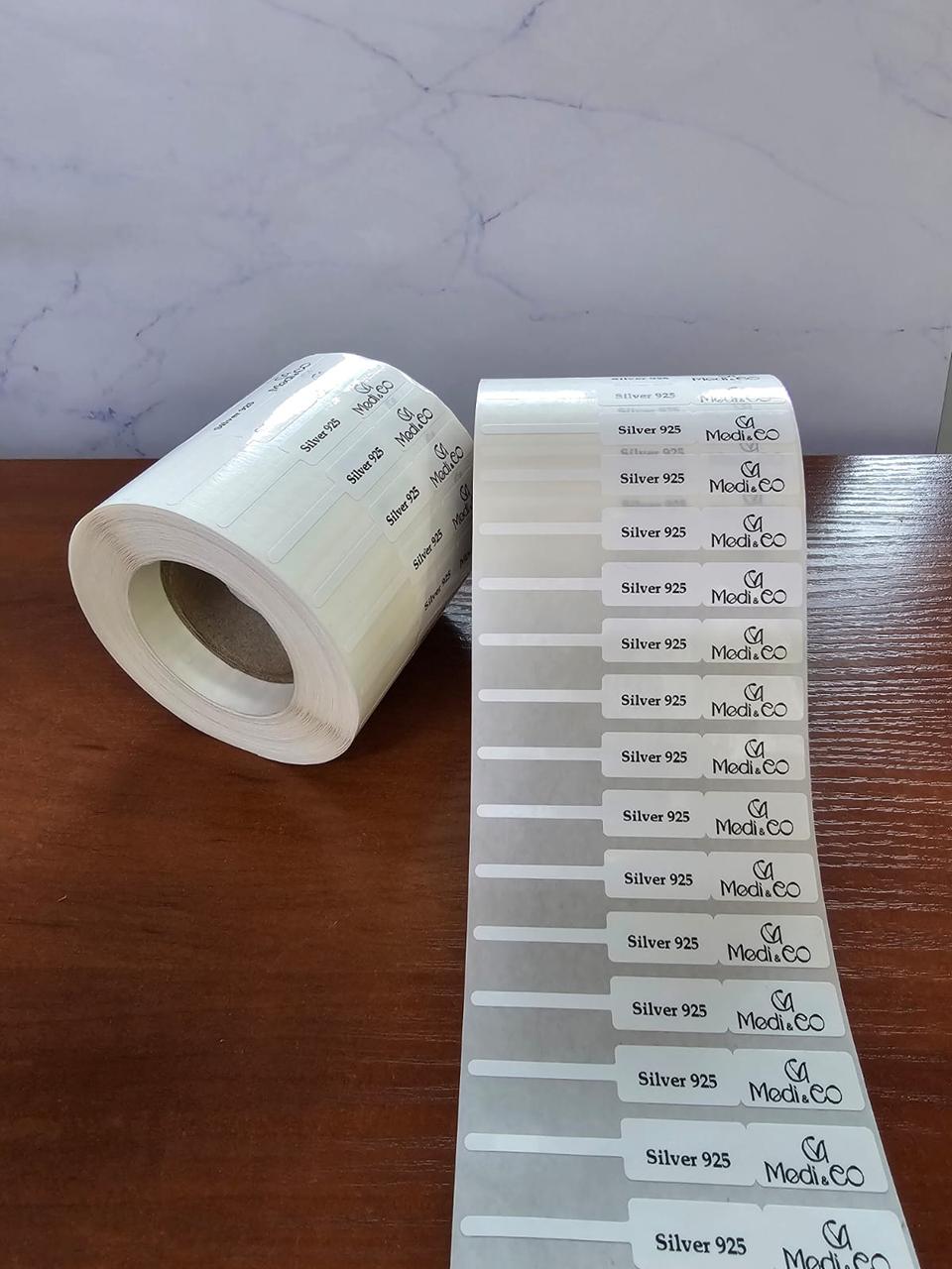 Ювелирные бирки 72,8*10 мм(2000 шт) с предпечатью в золотой цвет