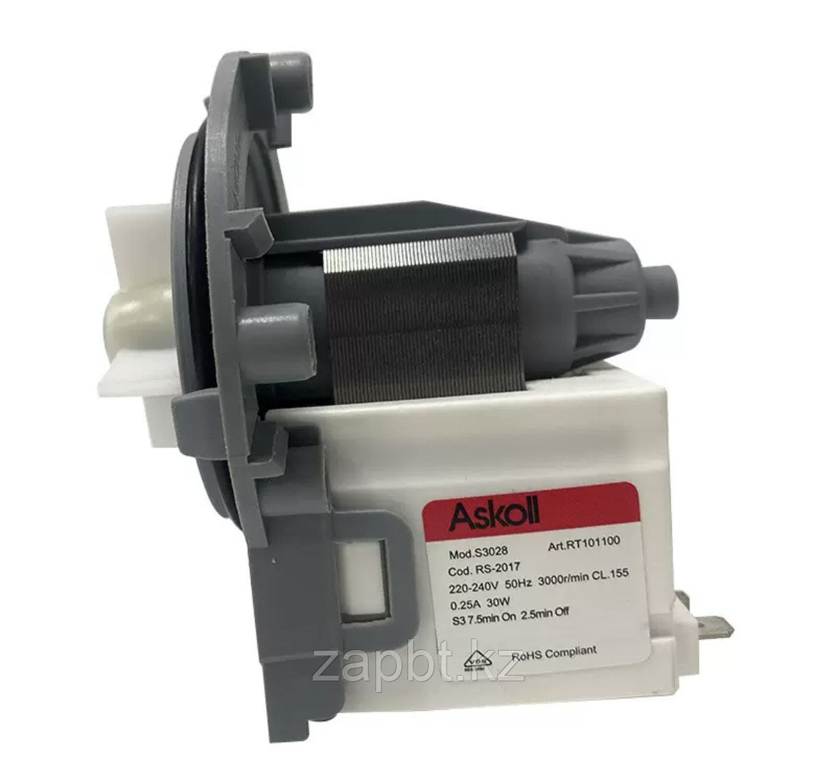 Сливной насос для стиральной машины Askoll 30W, 3 винта, клеммы назад, с термопредохранителем, фото 1