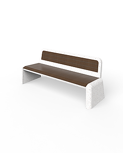 Скамейка из композитного мраморного камня JOTA, c настилом ДПК, модель KELBET EKI