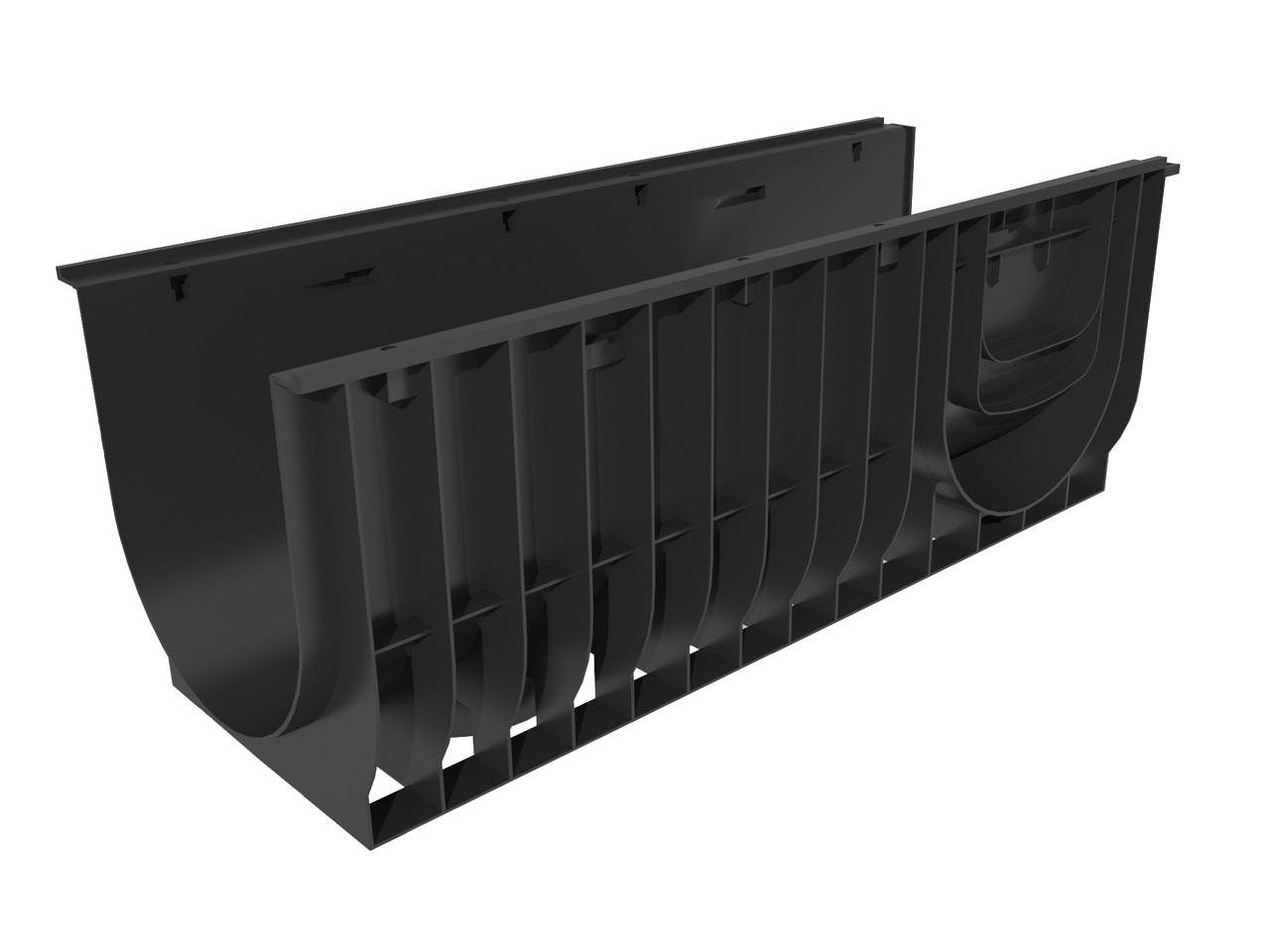 Комплект Gidrolica Light: лоток водоотводный ЛВ-30.38.39,6 - пластиковый c решеткой РВ -30.37.100 ячеистой стальной оцинкованной,, фото 1
