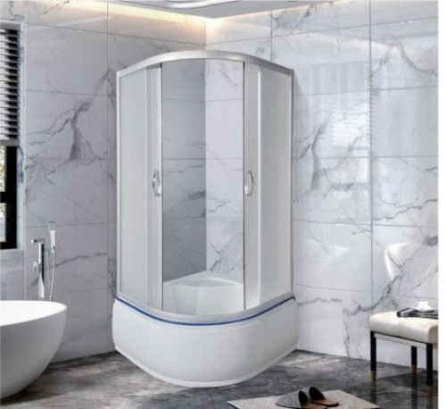 Душевая кабина APPOLO AP34-9 стекло 4 мм, белый высокий поддон 1/4 круга 90*90*195 см