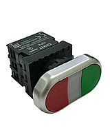 Кнопка двойная NP8-11SD 1HO+1H3 зеленая АС110В-220В LED IP65 R CHINT 667173