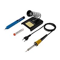 Набор для пайки №4 (паяльник 30Вт, оловоотсос, подставка, припой, губка) REXANT, 12-0163