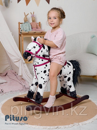 PITUSO Качалка-Лошадка ,муз., Белый с черными пятнами, 74*30*64см, фото 1