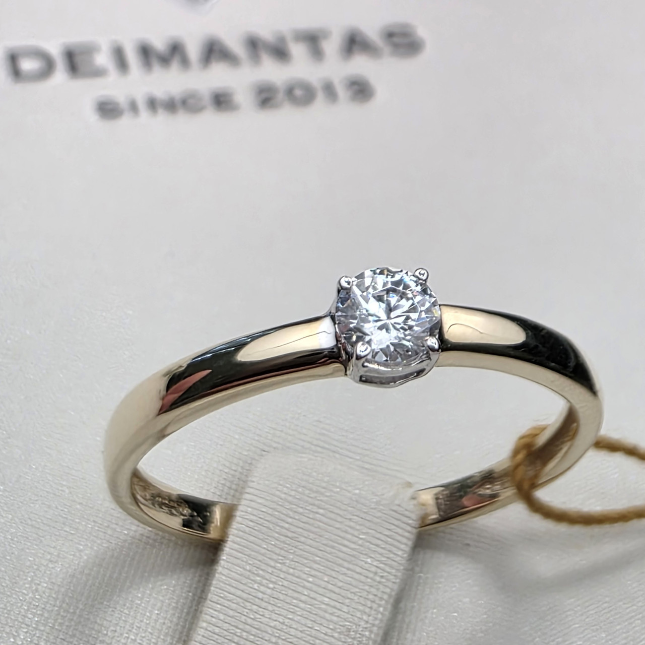 Золотое кольцо с бриллиантом ж/з, 0,178Ct VS2/I VG-Cut, 1,24 гр, 16 размер, фото 1