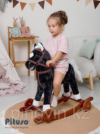 PITUSO Качалка-Лошадка с колесами Черный, 74*30*64см, фото 1