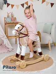 PITUSO Качалка-Лошадка с колесами, Серый с белым, 74*30*64 см.