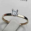 Золотое кольцо с бриллиантом ж/з 0,11Ct VS2/I EX-Cut, 1 гр, 16,5 размер, фото 6