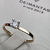 Золотое кольцо с бриллиантом ж/з 0,11Ct VS2/I EX-Cut, 1 гр, 16,5 размер, фото 8