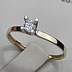 Золотое кольцо с бриллиантом ж/з 0,11Ct VS2/I EX-Cut, 1 гр, 16,5 размер, фото 5