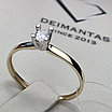 Золотое кольцо с бриллиантом ж/з 0,11Ct VS2/I EX-Cut, 1 гр, 16,5 размер, фото 4
