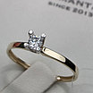 Золотое кольцо с бриллиантом ж/з 0,11Ct VS2/I EX-Cut, 1 гр, 16,5 размер, фото 2