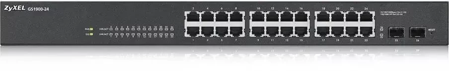 Коммутатор Smart L2 Gigabit Switch Zyxel GS1900-24, 24xRJ-45: 1G, 2xSFP, rack 19", fanless, фото 1