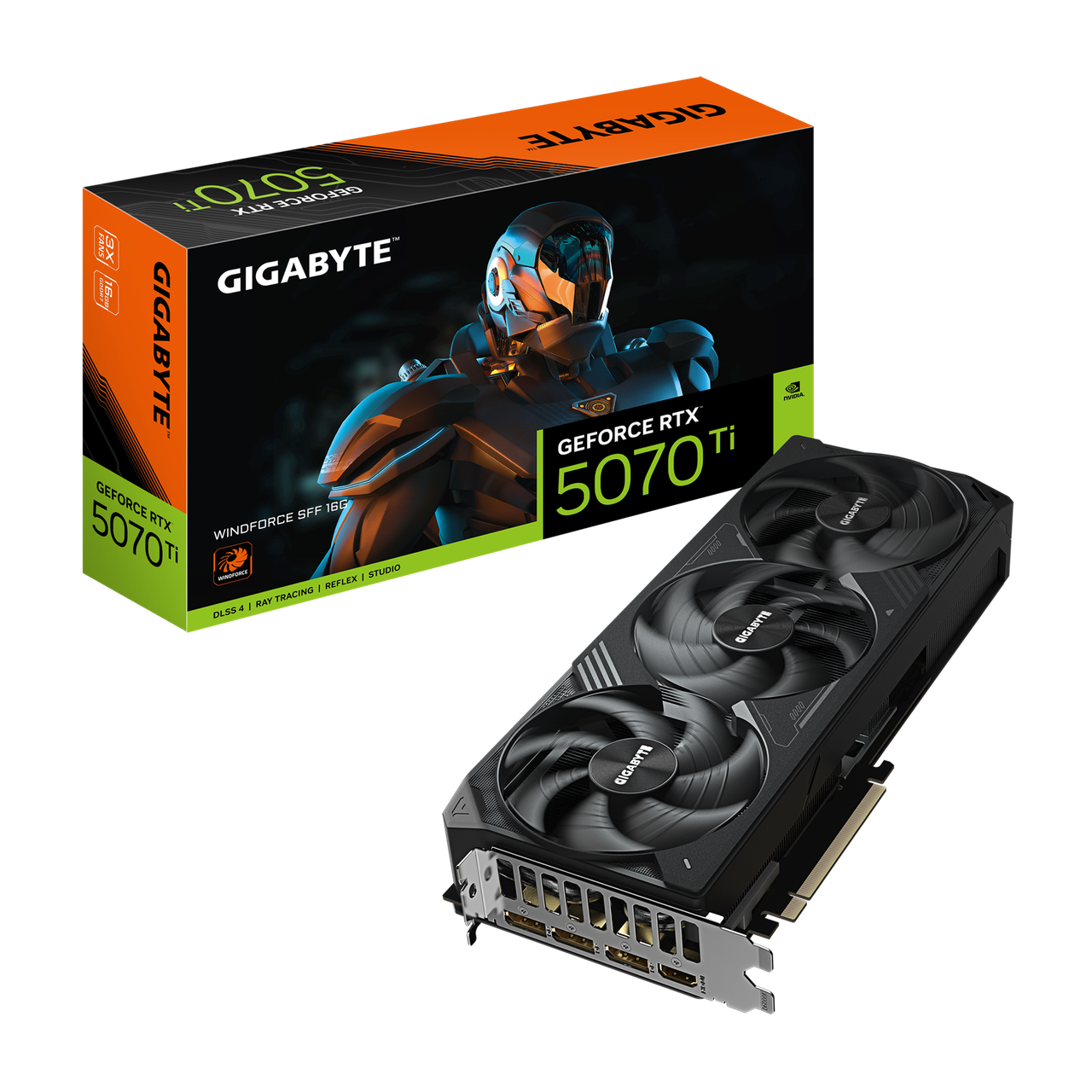 Видеокарта GIGABYTE GeForce RTX 5070 Ti WINDFORCE SFF (GV-N507TWF3-16GD)