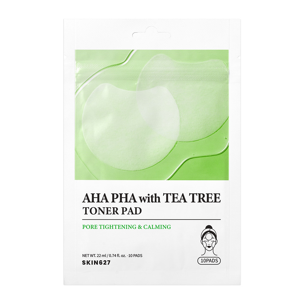 Тонер-пэды SKIN627 AHA/PHA WITH TEA TREE TONER PAD AHA/PHA и Чайное дерево 10шт