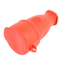 Розетка переносная 1-местная с/з STEKKER, RST16-21-44 (РА 16-005), с крышкой, каучук 250В, 16А, IP44, красный